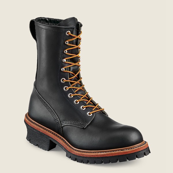 Red Wing Work Boots Mens Black - Loggermax - 9-inch Soft Toe - 6413502-US